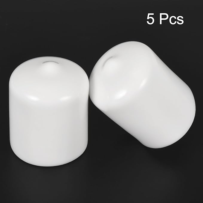 uxcell 5pcs Rubber End Caps 23mm ID Vinyl PVC Round Tube Bolt Cap Cover Screw Thread Protectors White