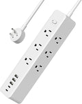 Surge Protector Power Strip, 9 Widely Spaced Outlets, 3 USB A & 2 USB C Ports, 5ft Flat Plug Long Extension Cord for Travel Home Office Entertainment, White