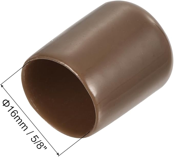 uxcell 10pcs Rubber End Caps 16mm(5/8") ID Vinyl Round End Cap Cover Screw Thread Protectors Brown