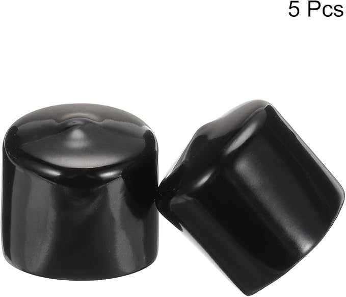 uxcell 5pcs Rubber End Caps 37mm ID Vinyl Round Tube Bolt Cap Cover Screw Thread Protectors Black