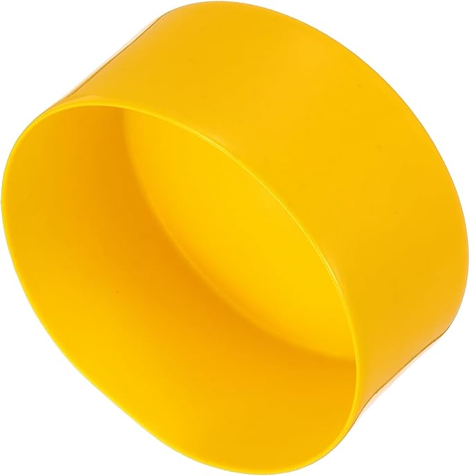 uxcell 4pcs Rubber End Caps 110mm(4.3 Inch) ID Vinyl Round End Cap Cover Screw Thread Protectors Yellow, 50mm Height
