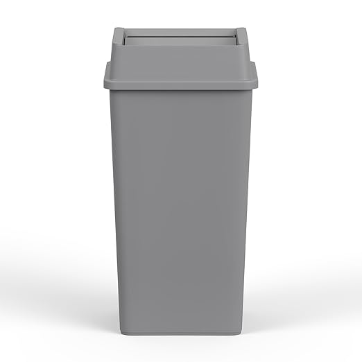 Square Commercial Trash/Garbage Can | Outdoor/Office/Restaurant/School/Kitchen (Trash Can with Lid, Gray, 50 Gallon)