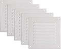 Vent Systems - 5 x 5 Inch (Inner) Pack of 5 White Metal Square Soffit Air Vent Grille Cover, Register Vent Deflector Louver Built-in Mesh HVAC for Bathroom Home Office Kitchen 6.5" x 6.5" (Outer)