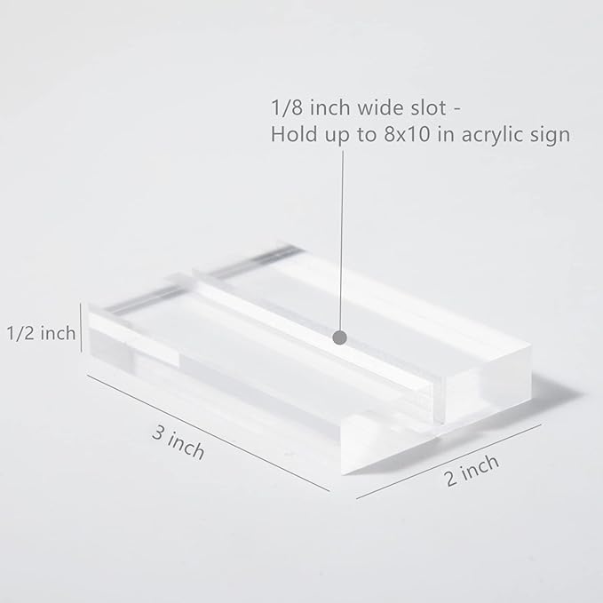 UNIQOOO 3" Clear Acrylic Stand |3mm Slot Wedding Sign Holders, Perfect for Wedding, Table Number, Exhibition, Office, Restaurant, Business, 20 Count