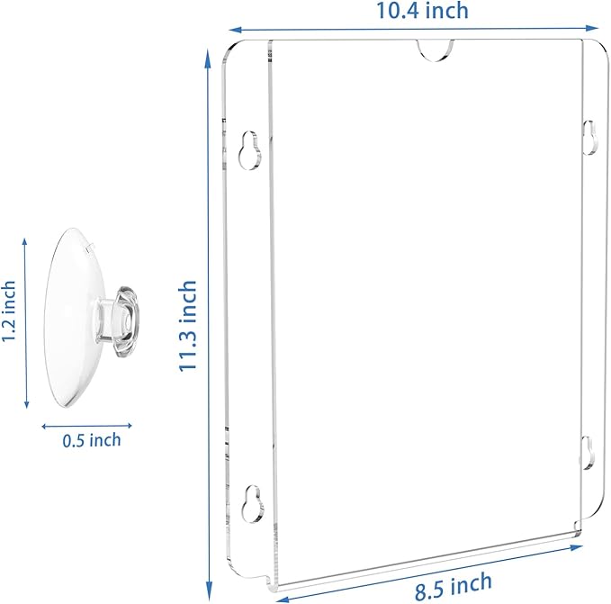 Acrylic Window Sign Holder with Suction Cup 8.5 X 11, Clear Acrylic Frames Glass Door Wall Mount Advertising Signage Sign Holder for Mall, Office, Home, Store, Restaurant (8.5x11"—6pc)