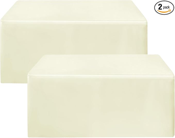 HolidayIdeas Fitted Table Covers - 96 x 30 Inch - 2 Pack Rectangle Tablecloths for 8 Foot Folding Tables, Butter Cream Polyester Fabric Tablecloth for Parties, Holiday Dinner, Wedding, Trade Show,