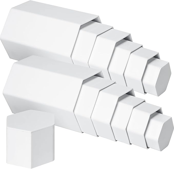 Jetec Hexagonal Jewelry Display Risers Hexagonal Market Display Risers Stands Acrylic Showcase Acrylic Stand for Jewelry Model Figures Decoration, 6 Sizes(White,24 Pieces)