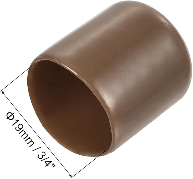 uxcell 10pcs Rubber End Caps 19mm(3/4") ID Vinyl Round End Cap Cover Screw Thread Protectors Brown