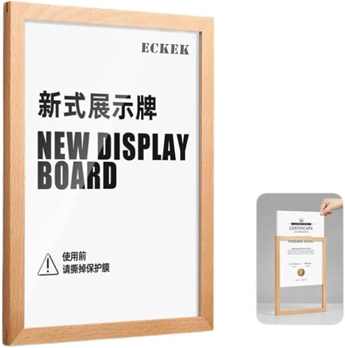 Wall Mount Acrylic Sign Holder Self Adhesive Magnetic Display Frame Clear Document Frame for Office, Store, School, Home, Wall Picture Frame (Beech A3 297×420mm/11.69×16.54inches)