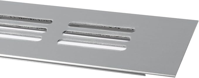 Vent Systems 11.81 x 1.57 (Outer Size) - Pack of 2 - Rectangular Door Vent - Silver Aluminum Vent Cover, Toe Kick Vent Cover - HVAC for Home, Cabinet Vent - Intake/Exhaust Door Return Air Vent