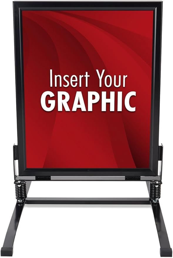 Displays2go 22x28 Inch Outdoor Sign Holder, Black, Powder Coated Steel, Modern Style, Wind & Waterproof, Snap Frame with Magnetic Trim, Anti-Glare PVC Lenses