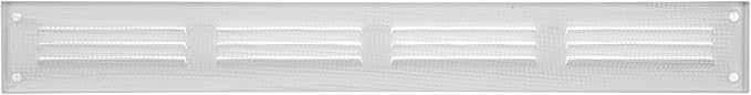 Repa Market Air Vent Cover 16x2 Inch (Outer Dimensions) White Galvanized Steel Louvered Grill Cover with Mesh Screen/Wall or Ceiling Vent/HVAC Register for Indoor and Outdoor Ventilation