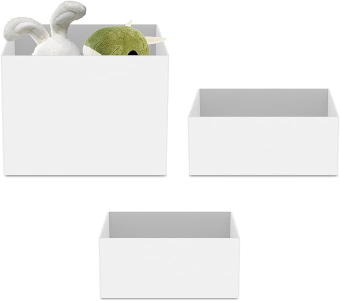White Acrylic Buffet Risers 3PCS, Food Risers for Buffet Table, Food Display Stands for Party Catering Dessert Collectibles, Cube Boxes Display(Size 6.9", 7.7", 8")