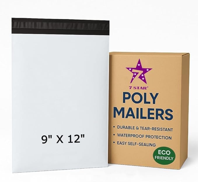 7STAR 9x12 Poly Mailers – Self-Sealing Shipping Envelopes, Tear-Resistant Waterproof Mailing Bags, 2.75 Mil Thick – Available in 1000 or 2000 Count (White, 9" x 12", 1000, Count, 1)