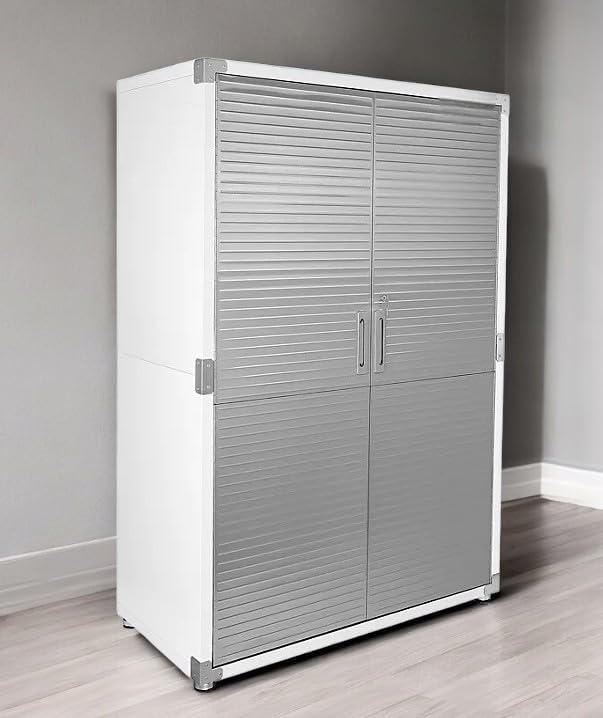 Heavy Duty Storage Solid Stainless Steel Cabinet with Lockable, Adjustable Shelf, Metal Garage Organizer (White, 48" W x 24" D x 72" H)