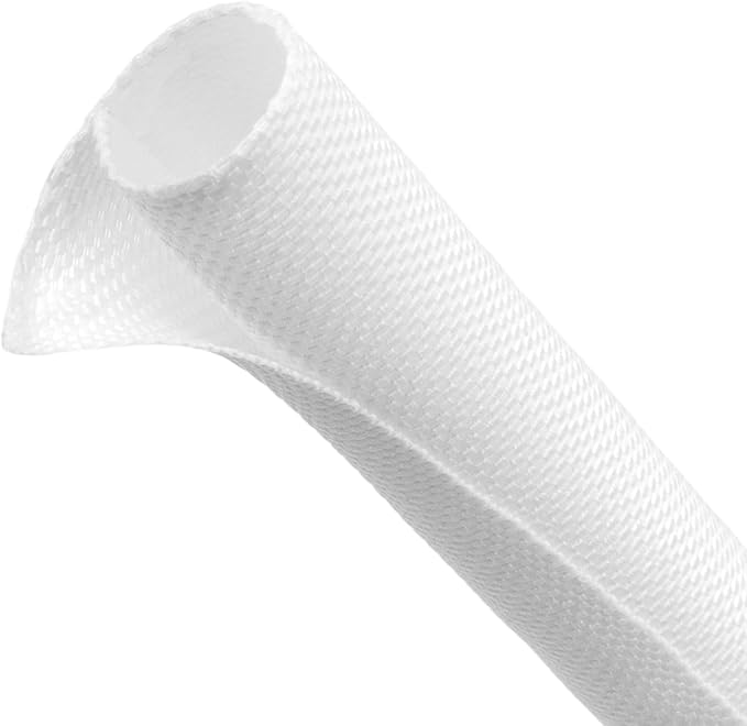 Automotive Wire Loom Tubing, Split Braided Cord Protectors from Pets No Chew, Flexible Cable Sleeve Cable Management for TV/Computer/Electric Wires (White, 3/4"-10ft)
