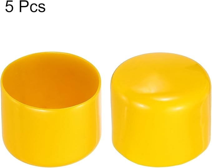 uxcell 5pcs Rubber End Caps 55mm(2.2 Inch) ID Vinyl PVC Round Tube Bolt Cap Cover Screw Thread Protectors Yellow