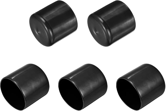 uxcell 5pcs Rubber End Caps 1 3/4"(44mm) ID Vinyl PVC Round Tube Bolt Cap Cover Screw Thread Protectors Black