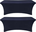 SEPARO 2 Pack 6 Ft Navy Blue Table Cover Fitted Rectangular Tablecloth Stretchable Fabric Table Cloth 6 ft Wrinkle-Free for Party Tradeshows Banquet Weddings Cocktail