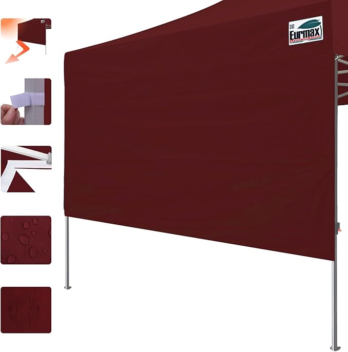 Eurmax USA 10ft Instant Canopy SunWall Canopy Tent Sidewall for Pop Up Canopy Tent,1 Pack Removable Sidewall Only(Burgundy)