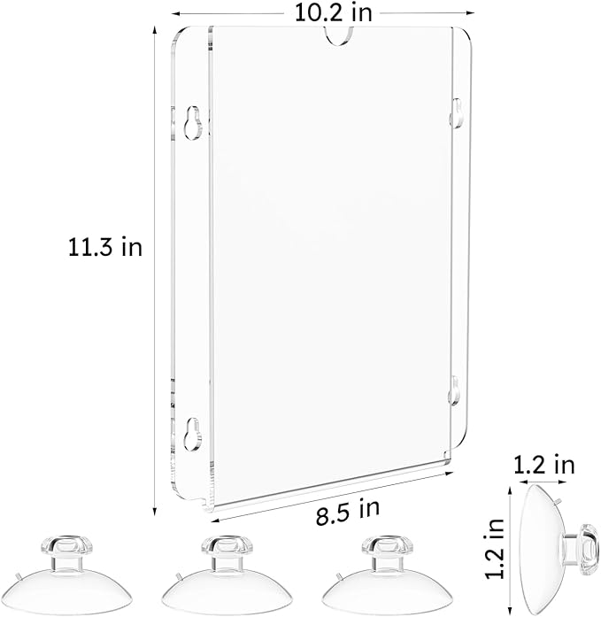 NIUBEE Acrylic Window Sign Holder with Suction Cups 8.5 X 11, Clear Acrylic Frames Glass Door Mount, Displaying Flyers, Notices and Menus, for Office, Store, Home, Restaurant (4 Pack)