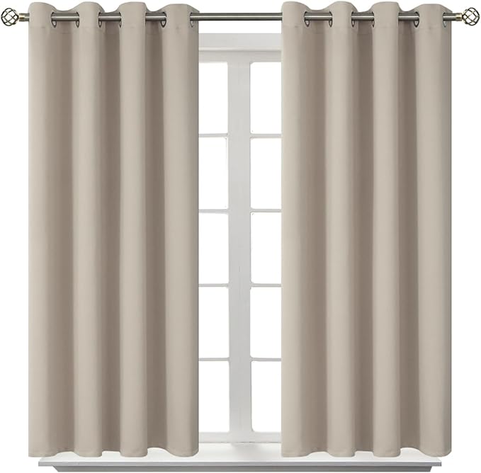 BGment Room Darkening Curtains 54 Inches Long - Grommet Thermal Insulated Drapes Window Treatment Curtains for Bedroom, 2 Panels, 52 x 54 Inch, Camel