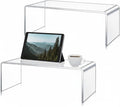 2 Pcs 17 inch Large Acrylic Risers Display Stands 8 mm Thick Acrylic Shelf Riser Showcase for Collectibles Jewelry Cupcakes Food Figures Perfume Cabinet (Clear)