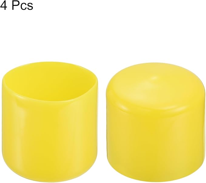 uxcell 4pcs Rubber End Caps 45mm(1 3/4") ID Vinyl Round Tube Bolt Cap Cover Screw Thread Protectors Yellow, 40mm Height