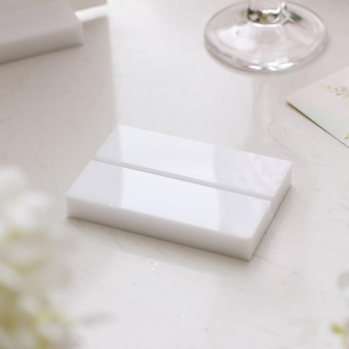 UNIQOOO 3" White Acrylic Stand | 10 Pack 3mm Slot Wedding Sign Holders, Perfect for Wedding, Table Number, Exhibition, Office, Restaurant, Business