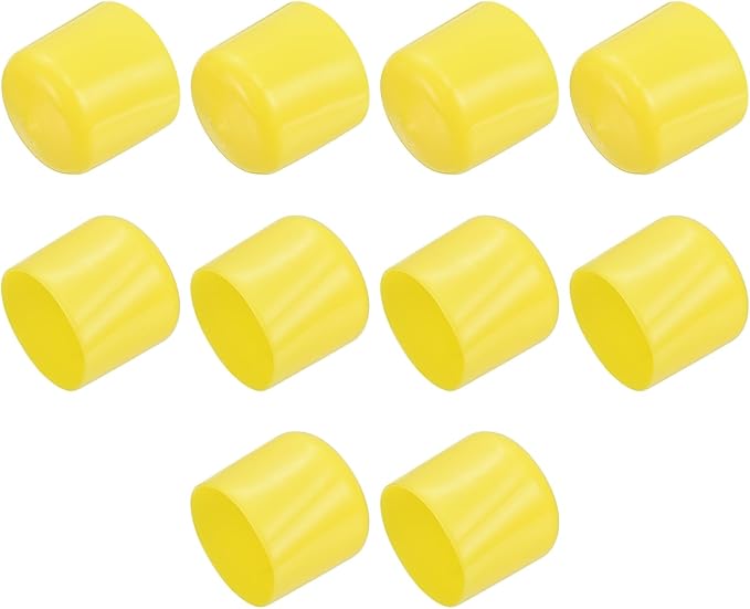 uxcell 10pcs Rubber End Caps 40mm(1 9/16") ID Vinyl Round End Cap Cover Screw Thread Protectors Yellow