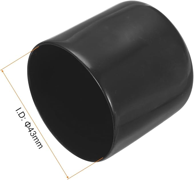 uxcell 4pcs Rubber End Caps 43mm ID Vinyl Round End Cap Cover Screw Thread Protectors Black, 40mm Height