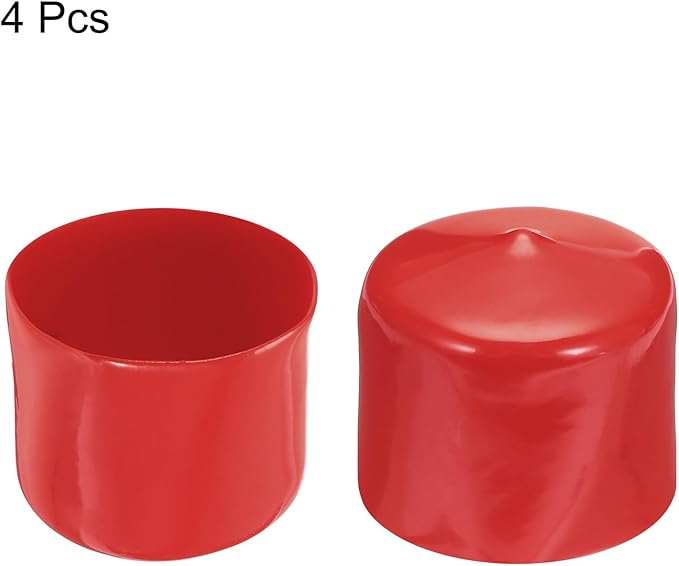 uxcell 4pcs Rubber End Caps 47mm ID Vinyl Round End Cap Cover Screw Thread Protectors Red, 40mm Height