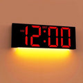 JALL 12'' Large Digital Wall Clock, Big LED Number Dispaly, RGB Colors, DST, Night Light for Classroom Living Room Bedroom Mounted Birthday Xmas Gift for Senior, Black Shell, Red Font