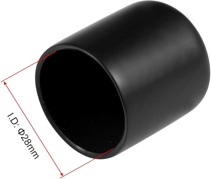 uxcell 10pcs Rubber End Caps 28mm ID Vinyl Round End Cap Cover Screw Thread Protectors Black