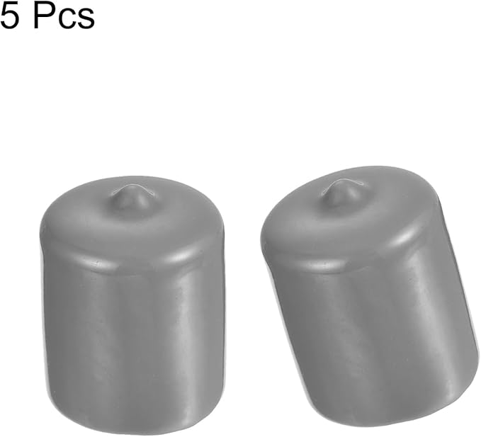 uxcell 5pcs Rubber End Caps Protective Caps 24mm ID Vinyl PVC Round Tube Bolt Cap Cover Screw Thread Protectors Light Gray