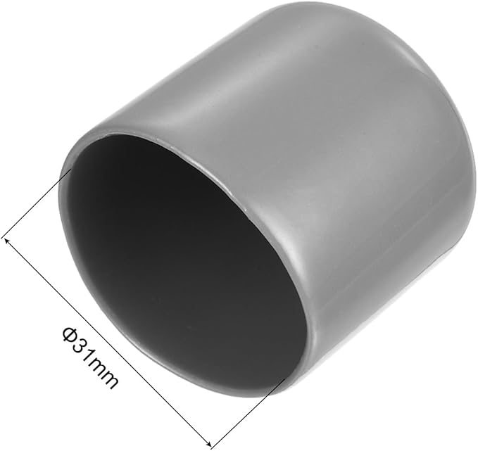 uxcell 5pcs Rubber End Caps Protective Caps 31mm ID Vinyl PVC Round Tube Bolt Cap Cover Screw Thread Protectors Light Gray