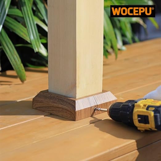 8 pcs 4"x4" (Actual: 3.5"x3.5") Aluminum Post Base Cover for Railings, Stairs, Patios, Porches - Split Deck Post Skirt (Walnut Wood)