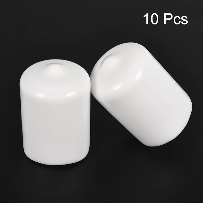 uxcell 10pcs Rubber End Caps 19mm(3/4") ID Vinyl Round End Cap Cover Screw Thread Protectors White