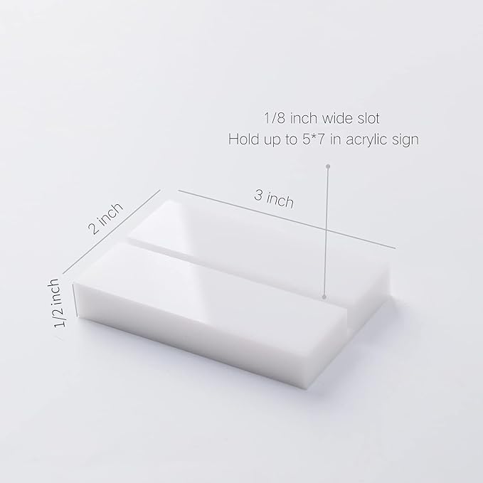 UNIQOOO 3" White Acrylic Stand | 10 Pack 3mm Slot Wedding Sign Holders, Perfect for Wedding, Table Number, Exhibition, Office, Restaurant, Business