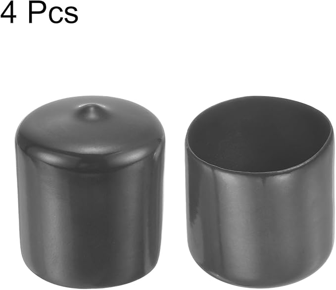 uxcell 4pcs Rubber End Caps 31mm(1 1/4") ID Vinyl Round End Cap Cover Screw Thread Protectors Dark Grey, 30mm Height