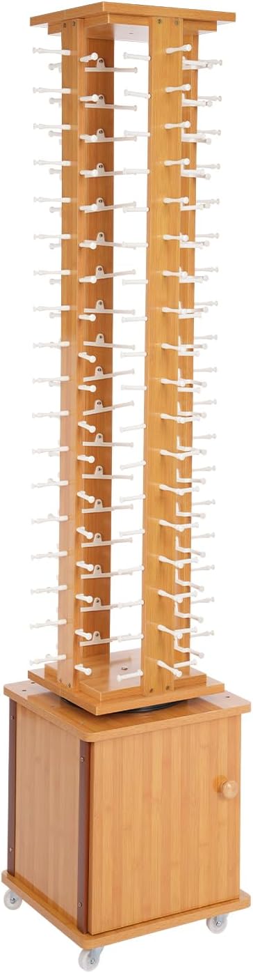 Sunglasses Display Stand, 72 Pairs Wooden 360° Rotating Sunglass Eyeglass Holder Organizer, Glasses Hanger Storage Rack for Retail Commercial Display, L14.2*H66.1in, Brown