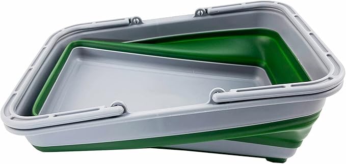 SAMMART Collapsible Basket with Handle 8L (2.1 Gallon) - Portable Outdoor Picnic Basket/Crate -Foldable Basin for Washing Dishes,Camping,Hiking (Grey/Shamrock)