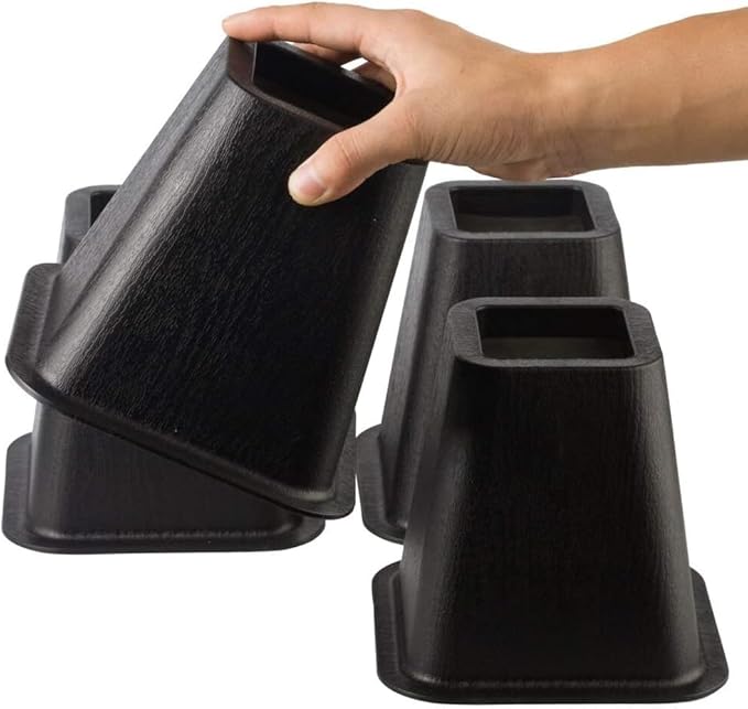 Bed Riser/Furniture Lift Bed/Bed risers/Furniture Lifter/Table risers/Frame Risers Create Under Bed Storage Heavy Duty for Furniture Height Adjustment (Black 4 Pack, 6 Inch)