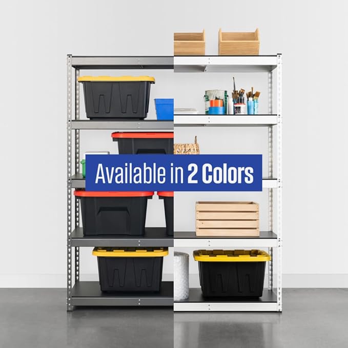 SafeRacks Modular Garage Shelving - 5 Tier Storage Shelves, Tall Metal Rack Shelves for Storage, Heavy Duty Steel Shelf Organizer for Garage, Or Kitchen Pantry (White, 18 x 60 x 72)