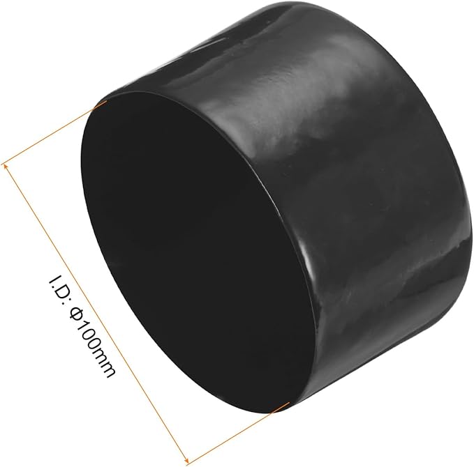 uxcell 4pcs Rubber End Caps 100mm ID Vinyl Round End Cap Cover Screw Thread Protectors Black, 50mm Height