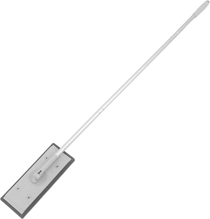 Adjustable Aluminum Alloy Dust Mop with 3-Section Telescopic Pole, Microfiber Flat Floor Mop for Hardwood and Tile Floors, Heavy Duty Gray Electrostatic Cleaning Tool for