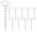Tent Stakes Ground Anchors Screw in, 10 Pack Sand Stakes for Beach 9.4 Inch Heavy Duty Spiral Tent Pegs for Camping, Party, Hiking, Outdoor Decoration (10, White)