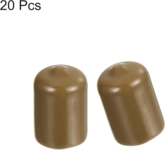 uxcell 20pcs Rubber End Caps 14.5mm ID Vinyl PVC Round Tube Bolt Cap Cover Screw Thread Protectors Light Brown