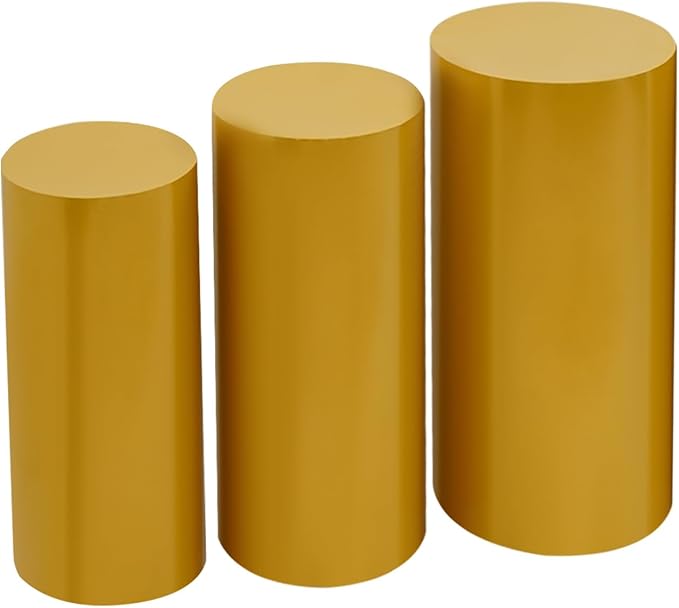 3Pcs Metal Pedestal Stand for Party, Large Gold Cake Stand, Pedestal Display Plinth Pillars for Wedding Ceremony Birthday Party Art Decor, Column Decorative Cube for Wedding Dessert Table Display