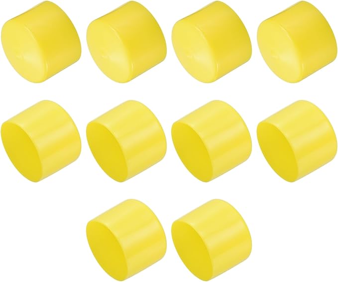 uxcell 10pcs Rubber End Caps 60mm(2 3/8") ID Vinyl Round End Cap Cover Screw Thread Protectors Yellow